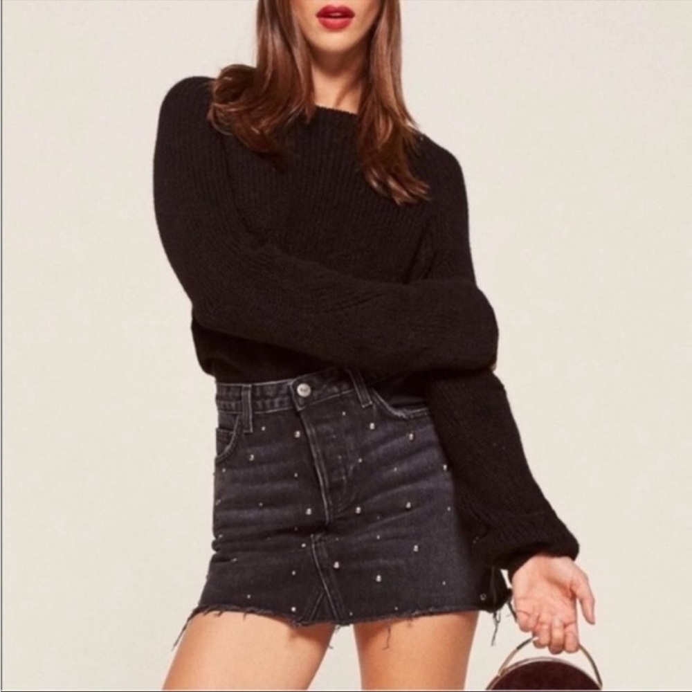 Reformation denim mini skirt